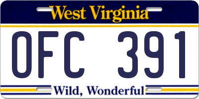 WV license plate OFC391