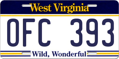 WV license plate OFC393