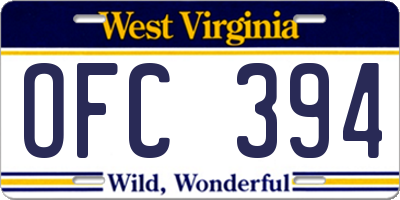 WV license plate OFC394