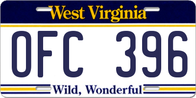 WV license plate OFC396