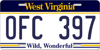 WV license plate OFC397