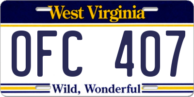 WV license plate OFC407