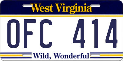 WV license plate OFC414