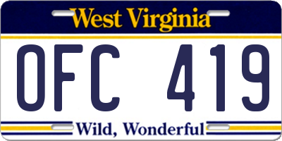 WV license plate OFC419