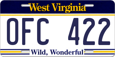 WV license plate OFC422