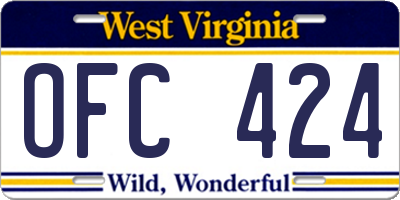 WV license plate OFC424