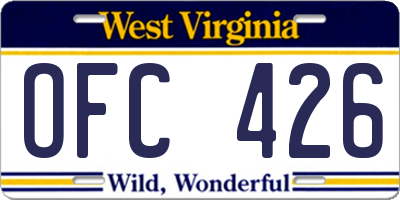 WV license plate OFC426