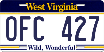 WV license plate OFC427