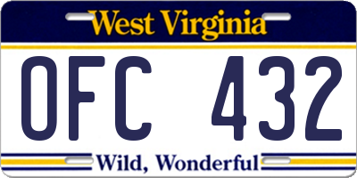 WV license plate OFC432