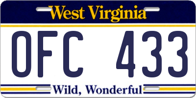 WV license plate OFC433
