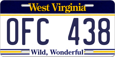 WV license plate OFC438
