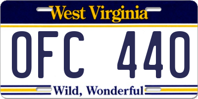 WV license plate OFC440