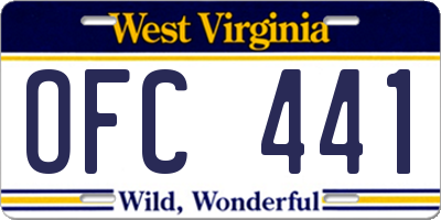 WV license plate OFC441