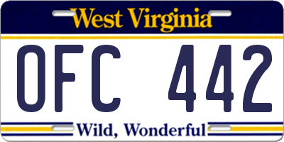 WV license plate OFC442