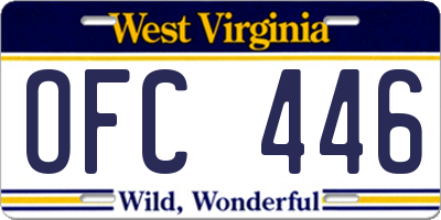 WV license plate OFC446