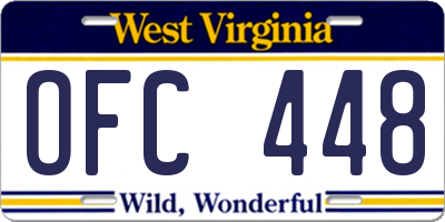 WV license plate OFC448