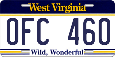 WV license plate OFC460