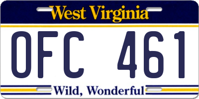 WV license plate OFC461