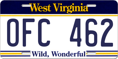 WV license plate OFC462