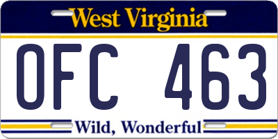 WV license plate OFC463