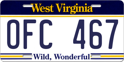 WV license plate OFC467