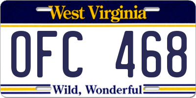 WV license plate OFC468