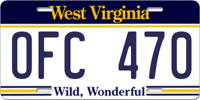 WV license plate OFC470