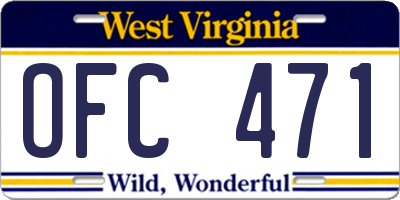 WV license plate OFC471