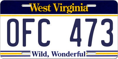 WV license plate OFC473