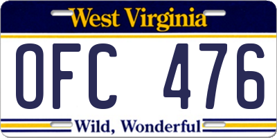 WV license plate OFC476
