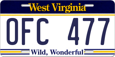 WV license plate OFC477