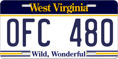 WV license plate OFC480