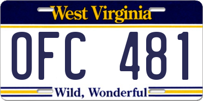 WV license plate OFC481