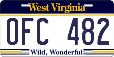 WV license plate OFC482