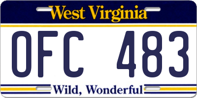WV license plate OFC483