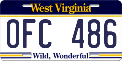 WV license plate OFC486