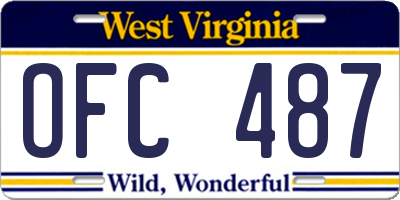 WV license plate OFC487