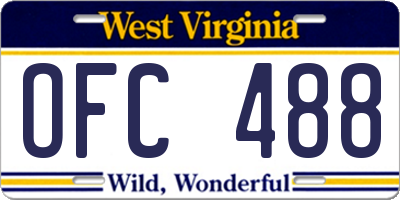 WV license plate OFC488