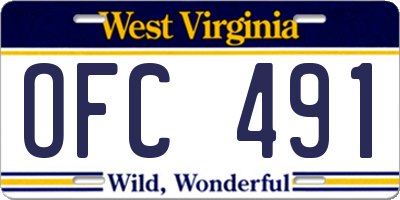 WV license plate OFC491
