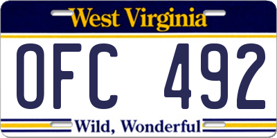 WV license plate OFC492