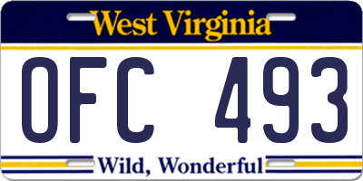 WV license plate OFC493