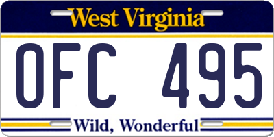WV license plate OFC495