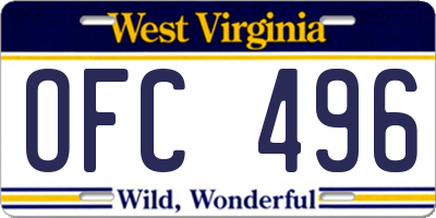 WV license plate OFC496