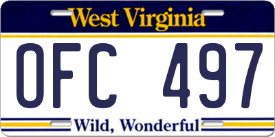 WV license plate OFC497