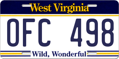 WV license plate OFC498
