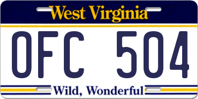 WV license plate OFC504