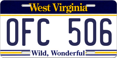 WV license plate OFC506