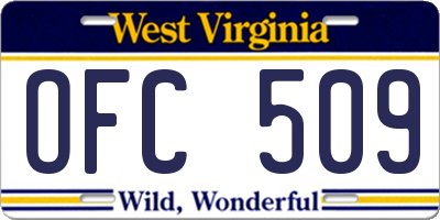 WV license plate OFC509