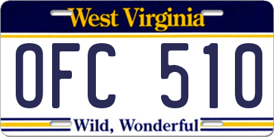 WV license plate OFC510