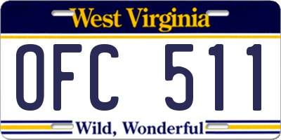 WV license plate OFC511